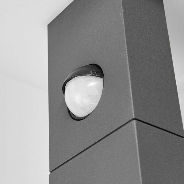 Lucande LED kültéri fali lámpa Olesia, 15 cm, érzékelő, IP54, Fekete, Alumínium, Modern