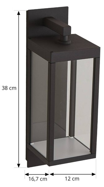 Lucande LED kültéri fali világítás Ferdinand, szürke, fém, 38 cm, Alu / szürke / cink, Alumínium, Modern