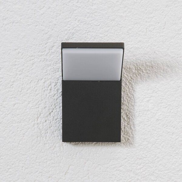 Lucande LED kültéri fali lámpa Nevio, 17 cm, antracit, alumínium, Fekete, Alumínium, Modern