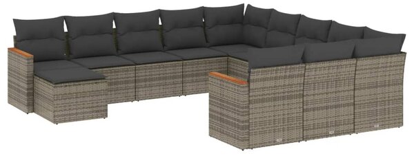 12 részes szürke polyrattan kerti ülőgarnitúra párnákkal