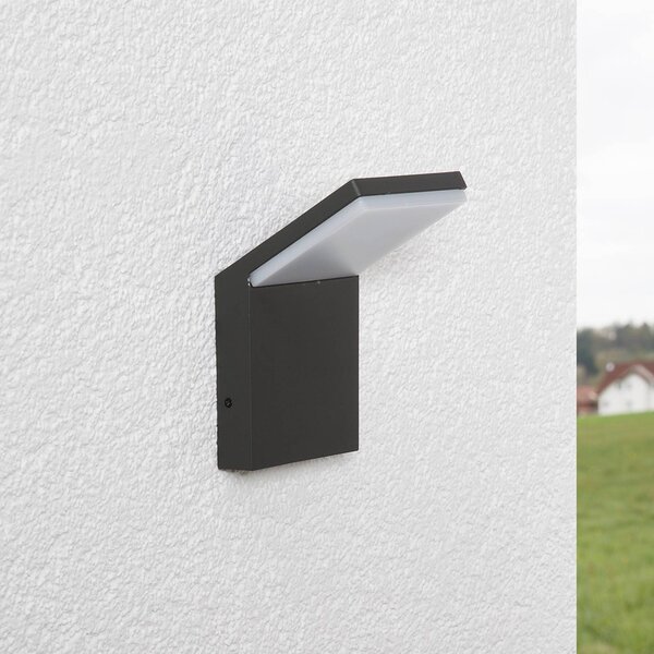 Lucande LED kültéri fali lámpa Nevio, 17 cm, antracit, alumínium, Fekete, Alumínium, Modern