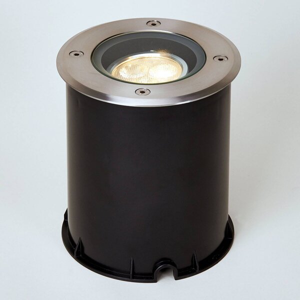Lucande LED padlóbeépített padlófény Jos, kerek, forgatható, IP67, Alu / szürke / cink, Rozsdamentes acél, Modern