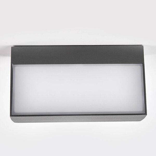Lucande LED kültéri fali lámpa Lissi, 21 cm, antracit, IP54, Fekete, Műanyag, Modern