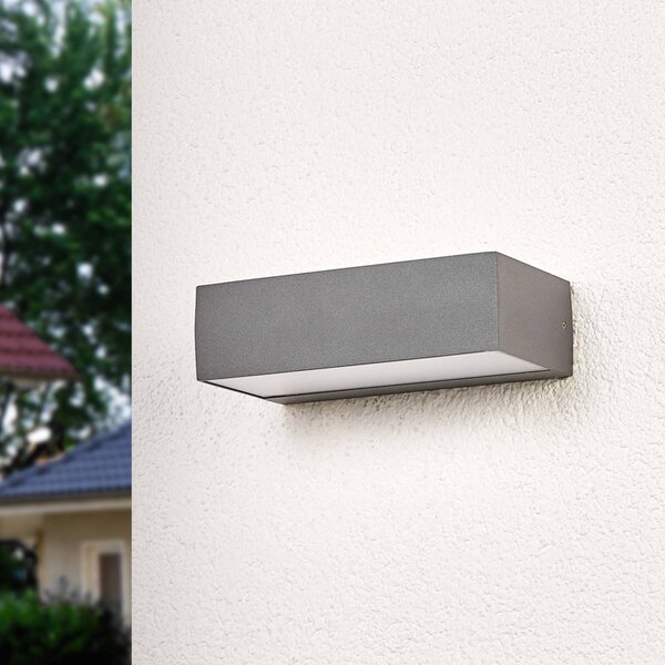 Lucande LED kültéri fali lámpa Lissi, 21 cm, antracit, IP54, Fekete, Műanyag, Modern