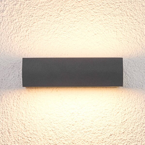 Lucande LED kültéri fali lámpa Lissi, 21 cm, antracit, IP54, Fekete, Műanyag, Modern