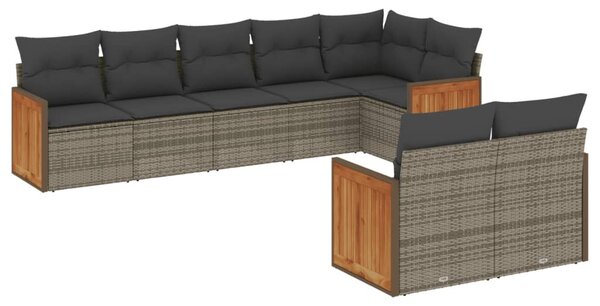 8 részes szürke polyrattan kerti ülőgarnitúra párnákkal