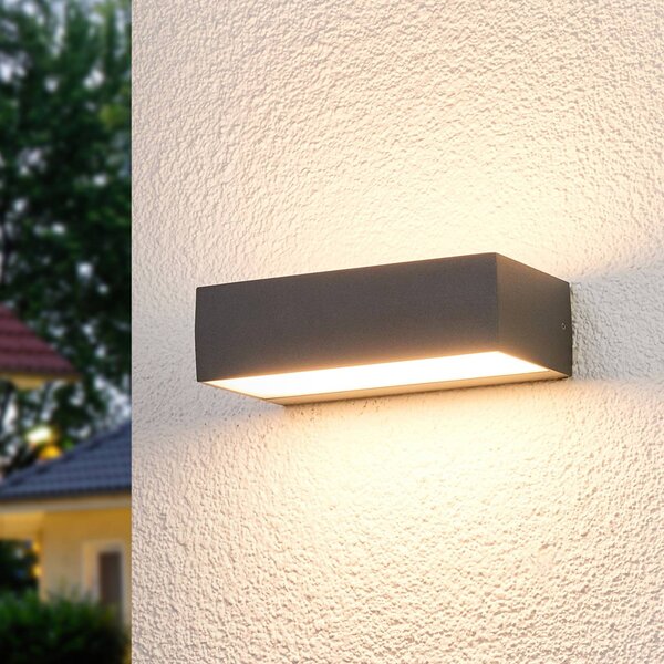 Lucande LED kültéri fali lámpa Lissi, 21 cm, antracit, IP54, Fekete, Műanyag, Modern