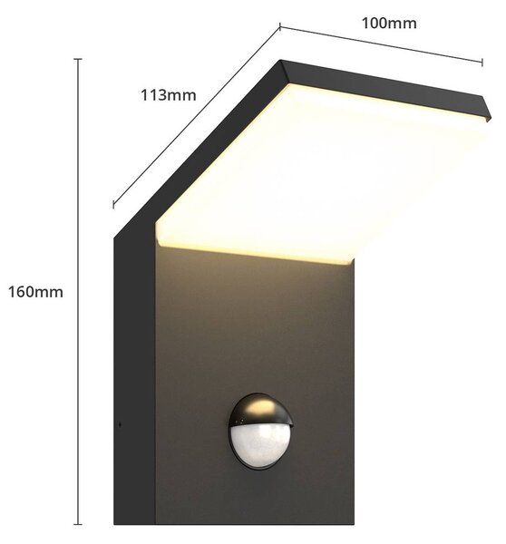 Lucande LED kültéri fali lámpa Nevio, fém, antracit, szenzoros, Alu / szürke / cink, Alumínium, Modern