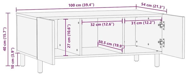 VidaXL barna tömör mangófa dohányzóasztal 100 x 54 x 40 cm
