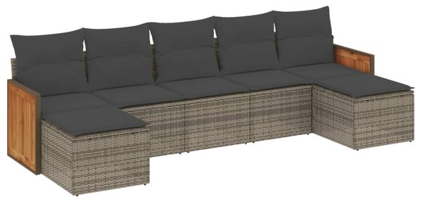 7 részes szürke polyrattan kerti ülőgarnitúra párnákkal