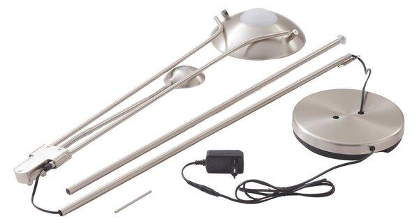 Lindby LED állólámpa Josefin, nikkel, olvasólámpa, dimmelhető, dimmelhető, Alu / szürke / cink, Nappali / Étkező, fém, Modern