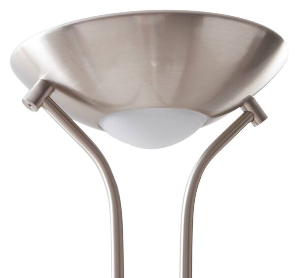 Lindby LED állólámpa Josefin, nikkel, olvasólámpa, dimmelhető, dimmelhető, Alu / szürke / cink, Nappali / Étkező, fém, Modern