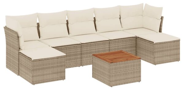 8 részes bézs polyrattan kerti ülőgarnitúra párnával