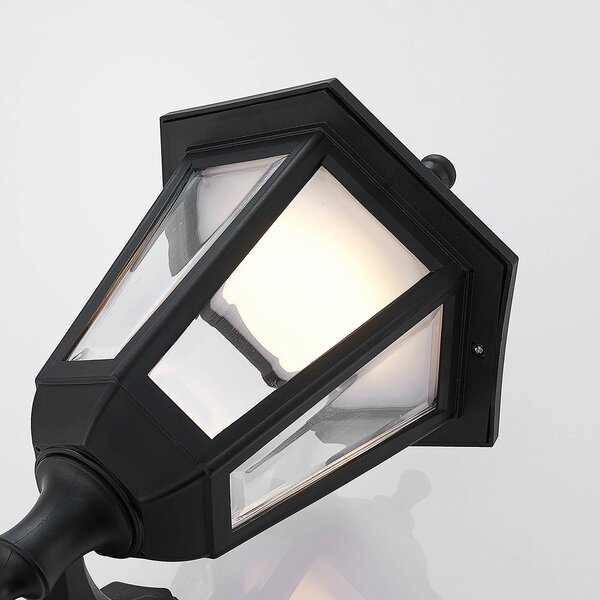 Lindby LED kültéri fali lámpa Iavo, érzékelő, fekete, lámpatest, Fekete, Műanyag, Antik