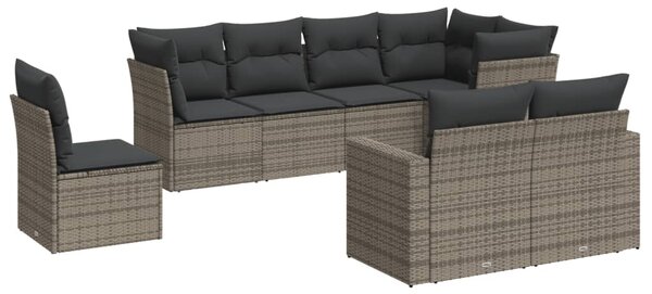 8 részes szürke polyrattan kerti ülőgarnitúra párnákkal