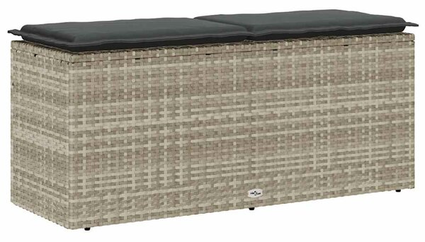 VidaXL világosszürke polyrattan kerti pad párnával 110x40x44 cm