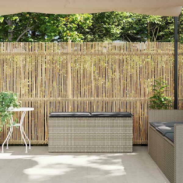 VidaXL világosszürke polyrattan kerti pad párnával 110x40x44 cm