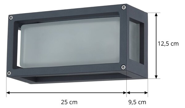 Lucande Aurelien kültéri fali lámpa, szürke, fém, 12.5cm, IP54, dimmelhető, Fekete, Alumínium, Modern