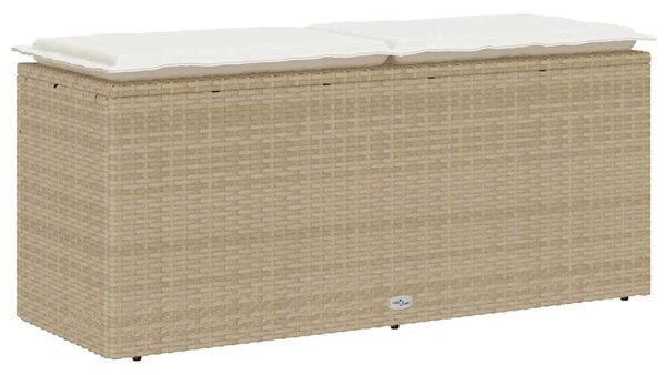 VidaXL bézs polyrattan kerti pad párnával 110x40x44 cm