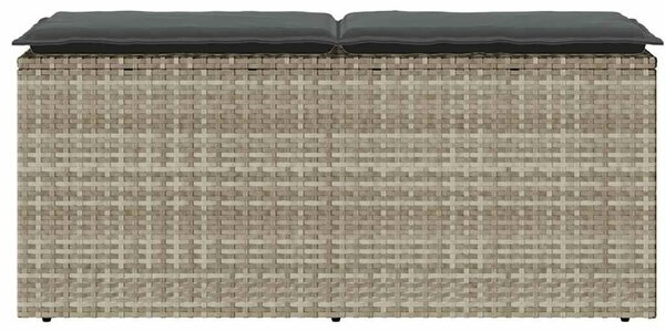 VidaXL világosszürke polyrattan kerti pad párnával 110x40x44 cm