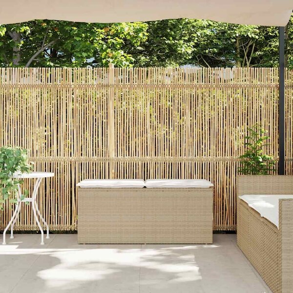 VidaXL bézs polyrattan kerti pad párnával 110x40x44 cm