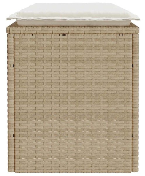 VidaXL bézs polyrattan kerti pad párnával 110x40x44 cm
