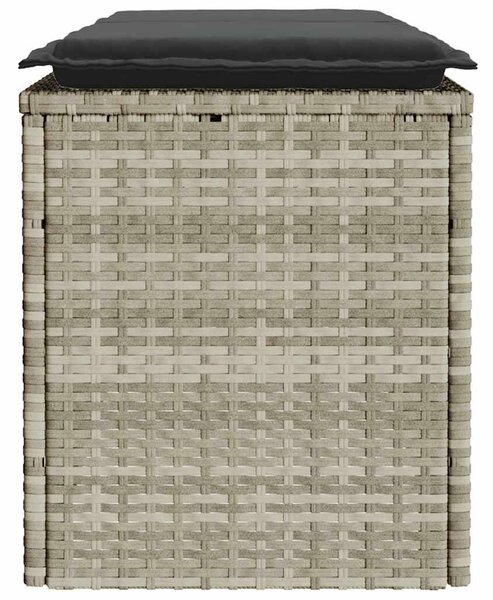 VidaXL világosszürke polyrattan kerti pad párnával 110x40x44 cm