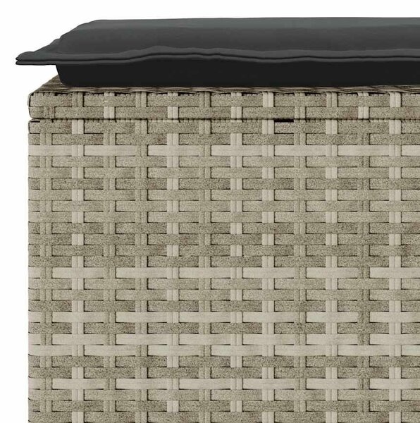 VidaXL világosszürke polyrattan kerti pad párnával 110x40x44 cm