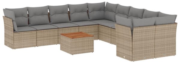 11részes vegyes bézs polyrattan kerti ülőgarnitúra párnákkal