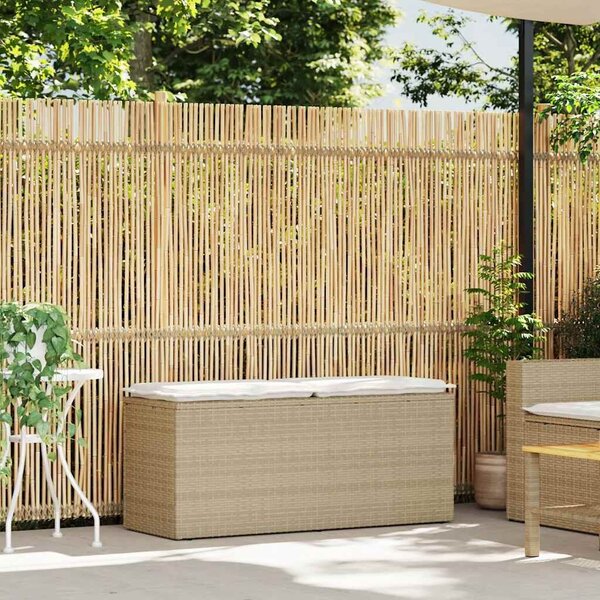 VidaXL bézs polyrattan kerti pad párnával 110x40x44 cm