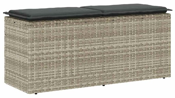 VidaXL világosszürke polyrattan kerti pad párnával 110x40x44 cm