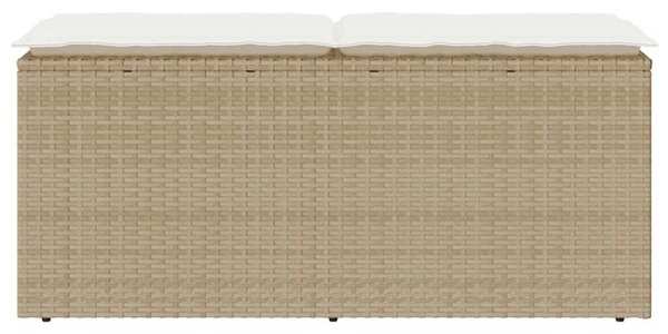 VidaXL bézs polyrattan kerti pad párnával 110x40x44 cm