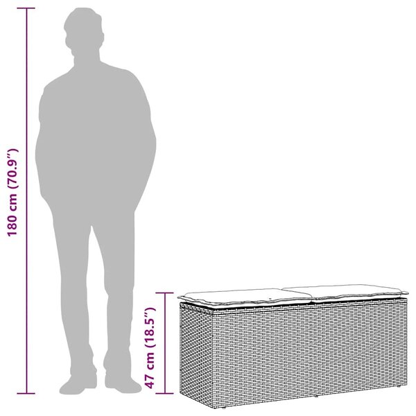 VidaXL bézs polyrattan kerti pad párnával 110x40x44 cm