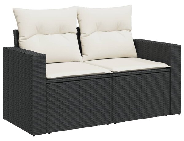 12 részes fekete polyrattan kerti ülőgarnitúra párnákkal