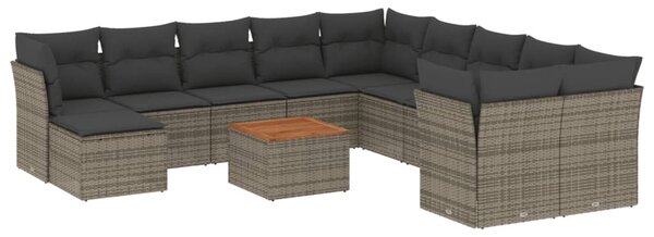 12 részes szürke polyrattan kerti ülőgarnitúra párnákkal