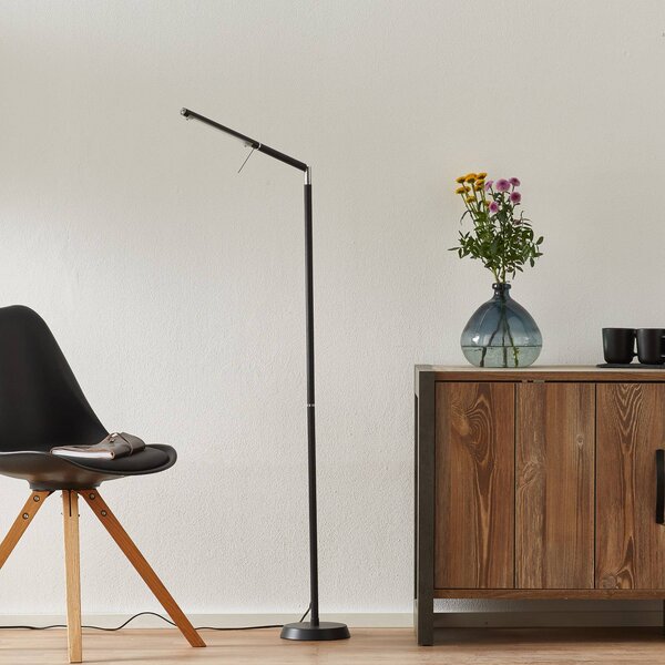Trio Lighting LED állólámpa Filigran, fekete, fényerőszabályozható, állítható, dimmelhető, Fekete, Nappali / Étkező, fém, Modern