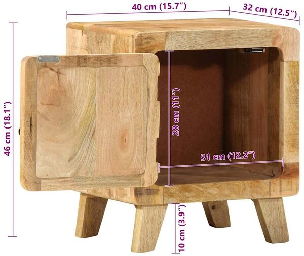 VidaXL éjjeliszekrény 2 db 40x32x46 cm tömör nyers mangófa