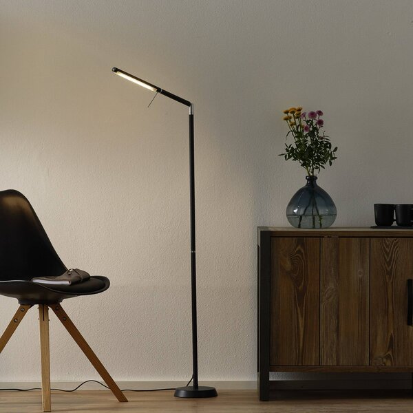 Trio Lighting LED állólámpa Filigran, fekete, fényerőszabályozható, állítható, dimmelhető, Fekete, Nappali / Étkező, fém, Modern