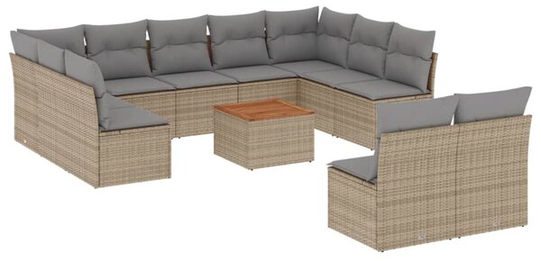 12 részes bézs polyrattan kerti ülőgarnitúra párnákkal