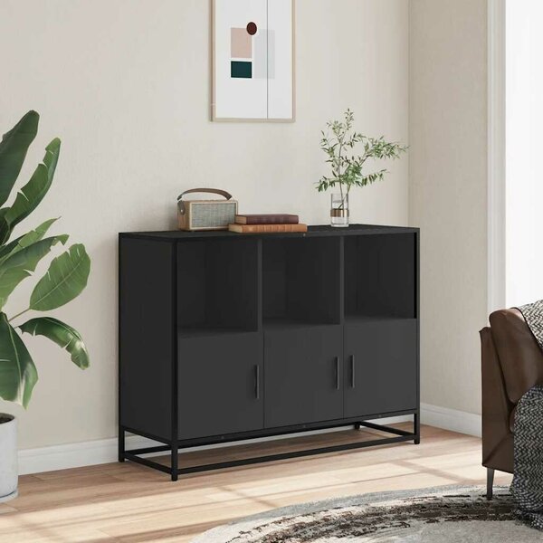 VidaXL fekete szerelt fa tálalószekrény 100x35x76 cm