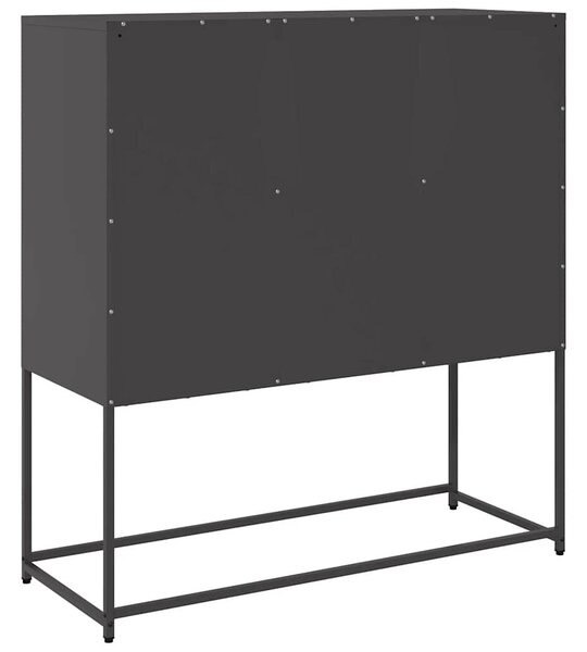 VidaXL fekete hidegen hengerelt acél tálalószekrény 100,5x39x107 cm