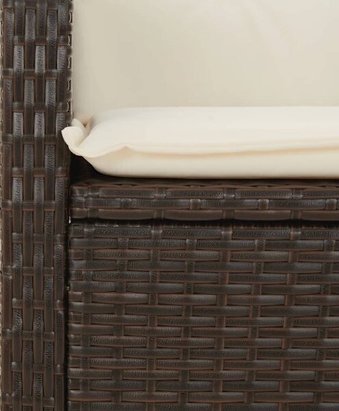 3 részes barna polyrattan kerti étkezőgarnitúra párnával