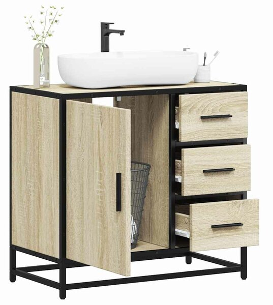 VidaXL sonoma tölgy szerelt fa fürdőszobai mosdószekrény 65x33x60 cm