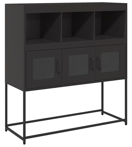 VidaXL fekete hidegen hengerelt acél tálalószekrény 100,5x39x107 cm