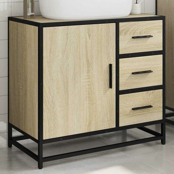 VidaXL sonoma tölgy szerelt fa fürdőszobai mosdószekrény 65x33x60 cm