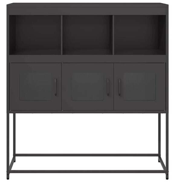 VidaXL fekete hidegen hengerelt acél tálalószekrény 100,5x39x107 cm