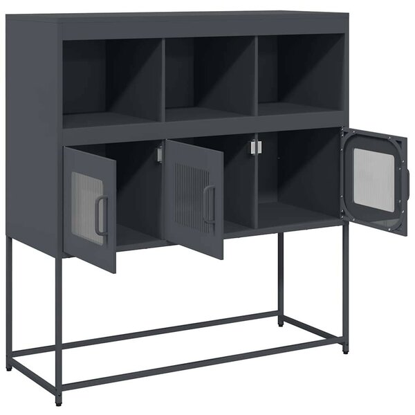 VidaXL antracit hidegen hengerelt acél tálalószekrény 100,5x39x107 cm