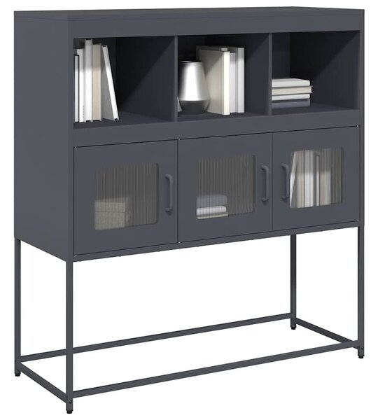 VidaXL antracit hidegen hengerelt acél tálalószekrény 100,5x39x107 cm