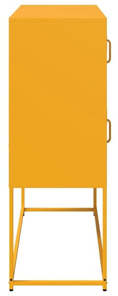 VidaXL mustársárga hideghengerelt acél tálalószekrény 100,5x39x107 cm