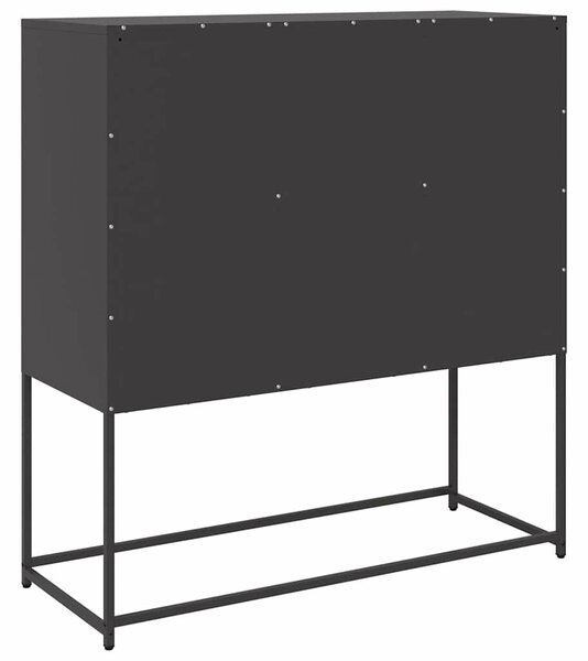 VidaXL fekete hidegen hengerelt acél tálalószekrény 100,5x39x107 cm